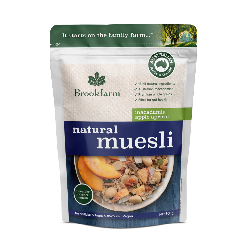 Brookfarm Muesli Natural Macadamia, Apple & Apricot 500g